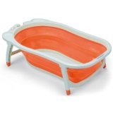 Foppapedretti Vaschetta da bagno Pieghevole Soffietto, Morbida, Comoda e Pratica, per bambini dalla nascita fino a 15 kg, Arancione
