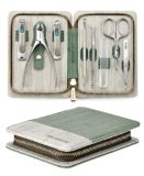 Manicure Set 8 in 1,Professional Pedicure kit,Stainless Steel Manicure Kit,Portable Travel Grooming Kit Nail Care Tools,Nail Clippers Pedicure Tools with Leather Travel Case (Green)