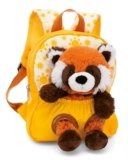 NICI zaino per bambini giallo 2 in 1 con peluche panda rosso 25cm – Zaino asilo bambini e bambine – Schienale morbido e bretelle regolabili – 49854