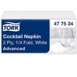 Tork Tovagliolo da cocktail bianco, 1/4 di piega a 2 strati, 24 cm x 24 cm, 200 tovaglioli, 477534
