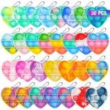 Pop Fidget Toys Bulk Its Valentines Day Gifts for Kids Classroom 30 Pack Valentine Party Favors for Kids Mini Pop Heart Keychain It Fidgets for Classroom Prizes Exchange Birthday Goodie Bag Stuffers