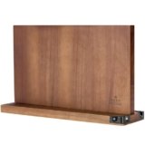 ENOKING Grand Ceppo Coltelli da Cucina Vuoto, Porta Coltelli Cucina Doppio Lato Magnetico, Ceppo Coltelli Vuoto con Affilacoltelli, Premium Portacoltelli da Cucina Magnetico Senza Coltelli – Acacia