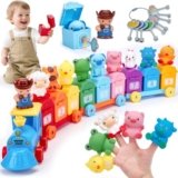 hahaland Giochi Montessori 1 Anno, Set di Treno Giocattolo Componibili con Conteggio, Abbinamento e Ordinamento, Educativo Regalo Giochi Bambino 1 2 3 Anni