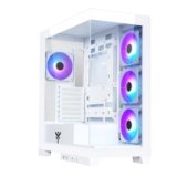 Itek Case SHOWBUI 45W – Gaming Tower ATX, 4x12cm ARGB Fan, 2xUSB3, Type-C, Pannello Laterale e Frontale in Vetro Temperato, Edizione Bianca