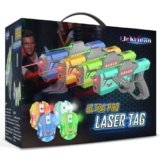 Rechargeable Laser Tag Set with Vests, Upgrade Laser Tag Guns Set of 4 with Mist Spray Effect & LED Digital, Multi Player Toy for Teen Boys & Girls, Indoor&Outdoor Toy Play Game Gift,Ages 8+
