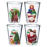 Silver Buffalo South Park Characters Xmas Group Shots 4pc. 1.5oz. Mini Glass Set 2×2