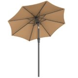 SONGMICS Ombrellone da giardino 210 cm, protezione solare UPF 50+, Ombrellone, Inclinazione 30°, con manovella, per terrazza, balcone, piscina, senza supporto, tortora GPU202K01