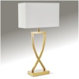 tectake® lampada da scrivania moderna, 60W, luce antiabbagliamento, paralume in tessuto, lampada da comodino struttura in ferro rivestito, base stabile, bajour comodino, design elegante – Color Ottone