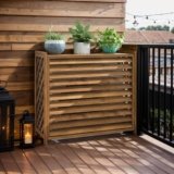 Copri Condizionatore Da Esterno Legno Copri Motore Condizionatore Esterno Legno Balcone Copertura Condizionatore Legno Anti-Corrosione Scaffale Per Piante Da Esterno Impermeabile Protezione Solare(86x