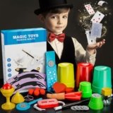 Novaluki Magic Kit for Kids – 74 Magic Tricks Performance with Manual and Videos, Magic Gift Set for 6+ Years Old Beginner Magicians, Perfect for Halloween Christmas Birthday Parties & Family Fun