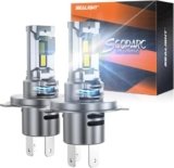 SEALIGHT H4 LED Lampadine, lampadine 9003/HB2 28000LM con ventola di raffreddamento 14000RPM, fendinebbia 9003, Plug-N-Play, confezione da 2