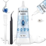 Miioto Colla per Gioielli Extra Forte, Trasparente Rhinestone Glue, Colla per Bigiotteria, Impermeabile ad Asciugatura Rapida, Multiuso Gioielli per Strass, Gioielli, Perle, Glitter e DIY(100ml)