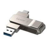 Lexar D40E 128 GB Dual Drive USB 3.2 Gen 1 Type-C Jump Drive, unità flash USB-C con alloggiamento in metallo e design girevole,Champagne Argento