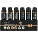 Crazy King Set 6 Oli Essenziali 10ML Per Diffusori Essenze Naturali Diffusore Aromaterapia Olii Essenziali 100% Puri, Profumatore Per Ambienti, Massaggi e Relax Con Lavanda,Arancia,Eucalipto,Tea Tree