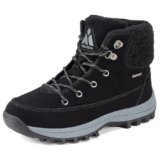 Mishansha Scarpe Invernali Donna Calde Antiscivolo Classiche Stringate Scarponcini da Neve Trekking Escursionismo Esterno Nero EU 40