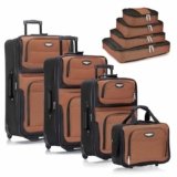 Travel Select Amsterdam Expandable Rolling Upright Luggage, Orange, 8-Piece Set (15/21/25/29) with Packing Cubes, Amsterdam Softside Expandable Luggage With Rolling Wheels