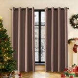 Ystyle Tende Oscuranti per Interni 2 Pezzi, 140x175cm, Tende Camera da Letto Moderne con Anelli, Tende Natalizie Impermeabile, Tenda Termica Isolante Freddo per Soggiorno Cameretta, Marrone