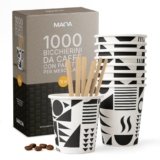 MAQA – 1000 Bicchierini Caffè Carta + 1000 Palette Caffè Comprese, 70ml, COMPOSTABILI – Bicchieri Caffe Monouso Ecologici, Resistenti al Calore, Ideali per Espresso, Casa, Eventi e Ufficio