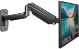 suptek Supporto da parete con molla a gas completamente regolabile per monitor per schermi LED/LCD/TV da 17-32 pollici fino a 9 kg, inclinabile, girevole e ruotabile, VESA 75/100 mm WM01A