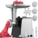 Oaomi 3200W Max Electric Meat Grinder & Sausage Stuffer – Mincer Machine with Tool 2 Blade And 3 Plates, 3 Tubes & Kubbe Kit Tool for Home Kitchen Use（Black）