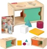 Fisher-Price Wood Montessori Toy Object Permanence Box Sort & Find, American Montessori Society Seal of Excellence, Wooden Shape-Sorter Learning Activity for Baby Ages 1+ Years​ (Amazon Exclusive)