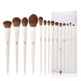 Jessup Pennelli da trucco, 14 pezzi, pennelli sintetici di alta qualità, per contouring, correttore, fondotinta, ombretto, sfumatura, cipria, fard, grigio chiaro, T329