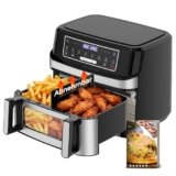 Friggitrice ad Aria 12L | Friggitrice Aria XXL Modalità Flessibile 1 o 2 Zone, 2600W Doppia Resistenza Controllo Indipendente Finestra & Luce Interna, Air Fryer Grande 8-in-1 Touch Control Ricettario