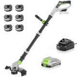 Weed Wacker Cordless 20V 12” Electric Weed Eater with Auto Line Feed, 2.0Ah Battery and Fast Charger, 6 x Replacement Line, Battery Powered String Trimmer for Lawn Care, GrassTrimmer (AD-ST-001.1)