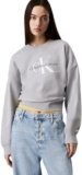 Calvin Klein Donna Felpa Monologo French Terry con Scollo Rotondo, Grigio (Heroic Grey Heather), XXL