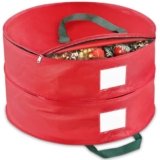 BlessedSeason Wreath Storage Container, Christmas Wreath Storage Bags for 2 Wreath with Dual Zipper and Handles, Dust, Pest Protection,Holiday Wreaths Storage Holder 24” (RED)