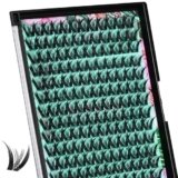 Lash Clusters Manga 168Pcs Eyelash Cluster Wet Look Ultra-Thin Invisible Lash Band Eyelashes Extensions Spiky Anime Wide Span Lashes(Kitten,C-10mm)