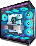 FOIFKIN F300-RGB Case PC – Ventole preinstallate 7 PWM ARGB, alloggiamento ATX Mid-Tower Gaming PC, vetro panoramico a 270°, con Type C (Nero, F300-RGB)