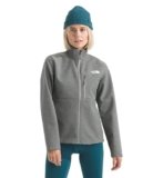 The North Face Women’s Apex Bionic 3 Jacket | Water & Wind Resistant Softshell with Zip Chest & Hand Pockets, Adjustable Hem, TNF Medium Grey Heather, Large