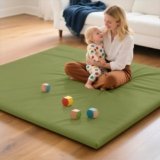 Mallify Baby Mat for Floor, Thick Soft Non-Toxic Vegan Leather Baby Play Mat, Waterproof Foam Play Mat, Padded Play Mat for Baby, 50×50 Playpen Mat, Infant Playmat for Baby Girls and Boys, Green