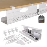 Premio canalina passacavi scrivania senza forare – Cable management scrivania – Organizer cavi scrivania – Porta cavi scrivania – Raccogli cavi scrivania (Bianco, 2er Set)