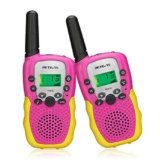 Retevis RA618 Walkie Talkie Bambini, Giocattoli per Ragazzi 6-12 Anni, Torcia VOX a Lungo Raggio 8 Canali 10 Toni di Chiamata Regali Escursionismo Avventura in Bicicletta (Rosa, 1 Paio)