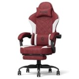 PZDO Poltrona Gaming Sedia Gamer Ergonomica con Poggiapiedi, Sedie Gaming Imbottita con Poggiatesta, Sedia Ufficio, Regalo, Adolescente, Adulto,150kg (Rosso)