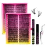 Extension Ciglia 280 Pezzi Ciuffetti Ciglia Finte Kit,Set Ciglia Finte Extension Fai Da Te,Fake Eyelashes, Ciglia Singole 3040D D Curl Diy Eyelash (3040D, 9-18mm Mix)