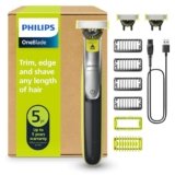 Philips OneBlade QP2834/31 – Regolabarba elettrico 360 autentico, per viso e corpo, 3 lame da 360, 4 pettini per barba (1, 2, 3, 5 mm), 1 kit per il corpo