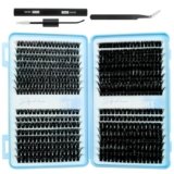 VEGCOO 560 Pezzi Ciglia Finte Extension Ciglia, 60-100-120-150D Curl Ciglia Finte Ciuffetti, 10-16mm Kit di Extension per Ciglia, DIY Eyelash Extension per Ragazze e Donne Principianti