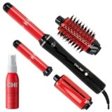 CHI Lava AirWave & CHI 44 Iron Guard (2 Oz) Gift Duo, Volumizes, Curls & Dries Hair for Frizz-Free Results, Low Heat for Less Damage, Black & Red