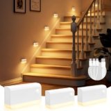 VOLISUN Motion Sensor Stair Light Indoor Rechargeable 3 Pack, Night Lights Indoor for Step, Hallway, Toilet, Magnetic Stick-On Wall Lights, 3 Modes & 3 Color Temperatures(White)