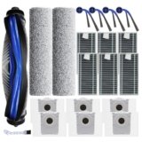 LOVOBO 20pcs Accessori Per Aspirapolvere ECOVACS DEEBOT T80 Omni, Ricambi: 1 Spazzola Principale, 2 Rotoli di salvietta, 6 Filtri HEPA, 6 Sacchetti per la Polvere, 4 Spazzole Laterali, 1 Strumento