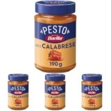 Barilla Pesto alla Calabrese, Sugo Pronto con Peperoni Rossi, Peperoncino, Pecorino Romano DOP, Grana Padano DOP, 190 g (Confezione da 4)