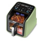 Gourmia Air Fryer 7 QT – Easy View Panoramic Window & Interior Light, Guided Cooking with 12 One-Touch Presets, FryForce 360, Dishwasher Safe Accessories, Green