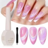 SUPWEE Pink Rainbow Cat Eye Gel Nail Polish Glitter Holographic Gel Polish with Magnetic Stick for a Glittery Iridescent Galaxy Effect Soak Off UV Lamp Perfect for Nail Art & DIY Manicures at Home