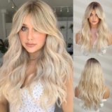 Esmee Lungo Ondulato Ombre Parrucche Bionde per le Donne Natuaral Capelli Sintetici Resistente al Calore Parrucca per Uso Quotidiano Cosplay Party
