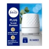 Febreze Plug Scent Booster in White, Continuous Scent Device Oil Diffuser, Compatible with Febreze Air Freshener Plug in Refills, Giftable for Holidays