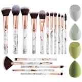 DUAIU – Set di 16 pennelli da trucco professionali per fondotinta, ombretto, correttore, set con 4 spugne per trucco
