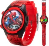 Accutime Marvel Spider-Man Digital Watch for Kids – Durable Plastic Timepiece, LCD Display, Quartz Accuracy, Iconic Spiderman Imagery